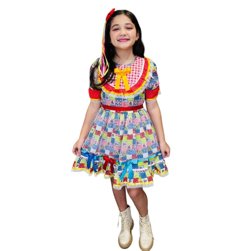 vestido-festa-junina-infantil-Quadriculado-florzinhas