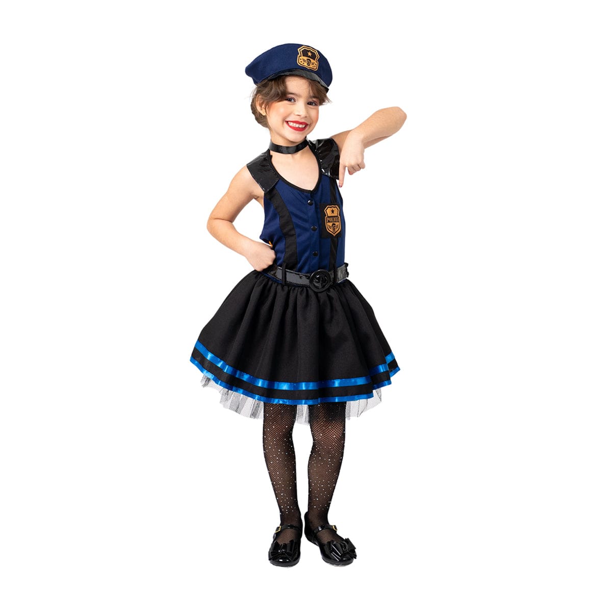 Fantasia infantil policial feminina para brincadeira de investigação